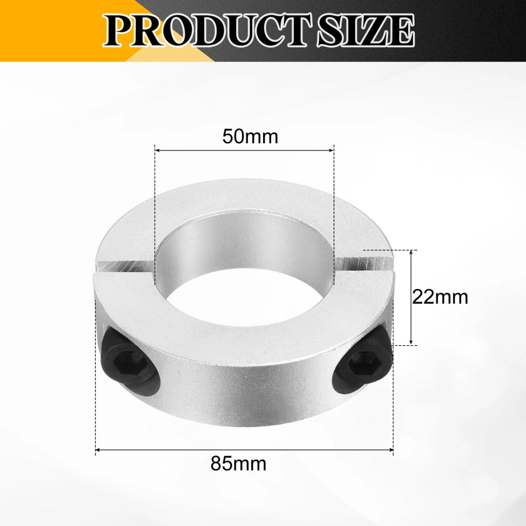 4 pezzi collari per alberi a doppia fessura, diametro interno 50 mm, diametro esterno 85 mm, spessore 22 mm, lega di alluminio, fessura con vite di serraggio