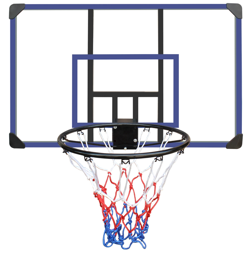 Canestro da basket da parete 112x72 cm nero e blu, per interno ed esterno