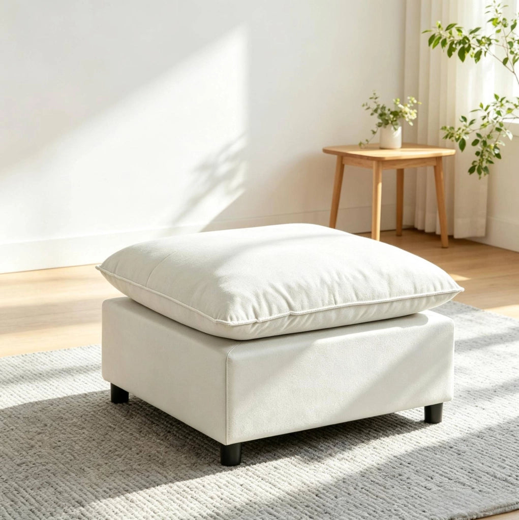 Pouf quadrato grigio e nero 75 x 75 cm con poggiapiedi
