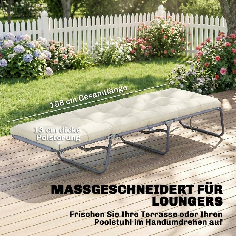 Cuscino per lettino da esterno beige 198 x 65 x 13 cm