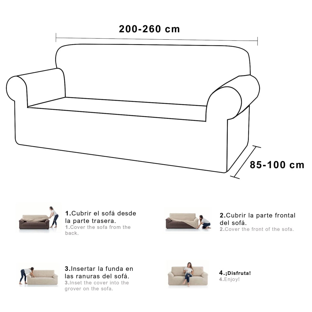 Copertura elastica per divano, 4 posti, resistente alle macchie, color crema