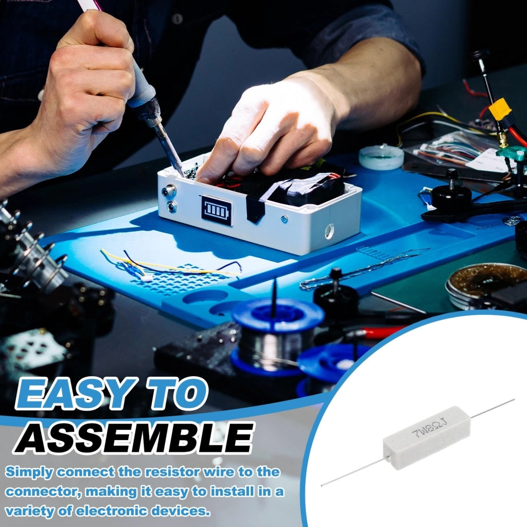 Resistore in cemento ceramico, 8 Ohm, 7 W, tolleranza ±5 %, a filo avvolto, orizzontale, per audio, alimentatore, crossover (10 pezzi)