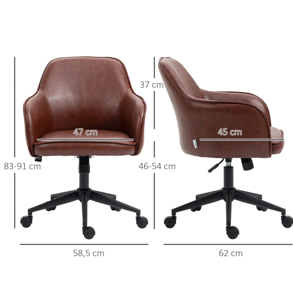 Sedia da ufficio 58,5 x 62 x 91 cm in similpelle marrone, oscillante e regolabile