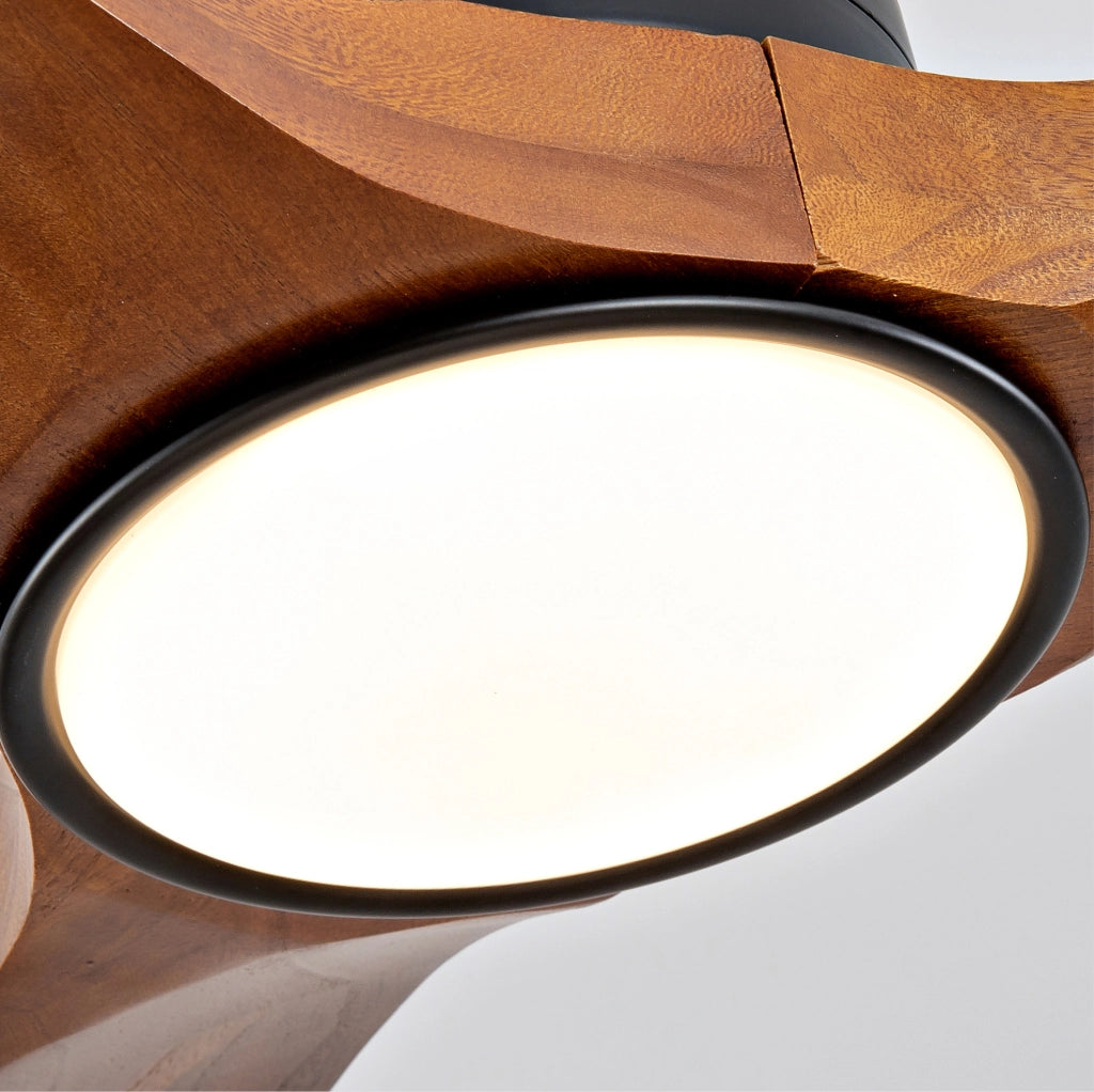 Ventilatore da soffitto con luce, 3 pale in legno, nero e noce scuro