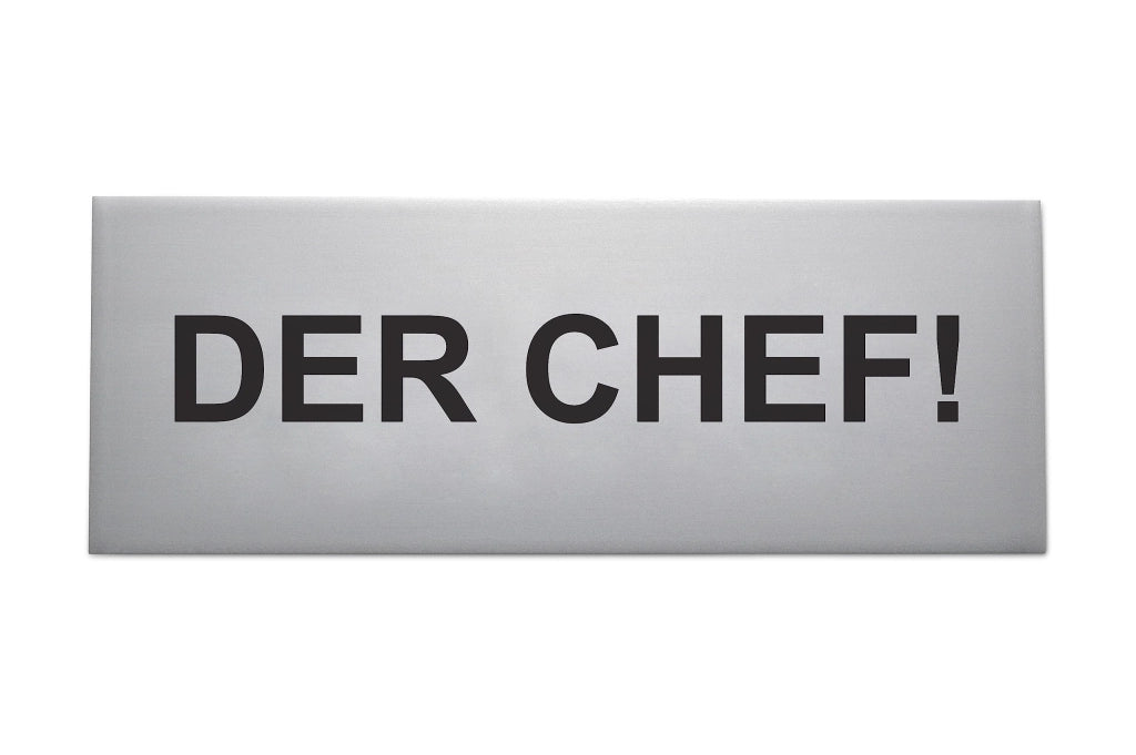Targhetta per ufficio dello chef, realizzata in alluminio anodizzato, dimensioni 160x60x1 mm, marca BOSS