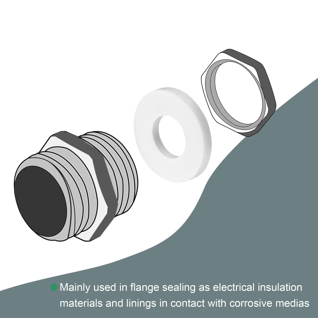 20 guarnizioni piane in PTFE, 18x8x2 mm, guarnizione per flange, colore bianco