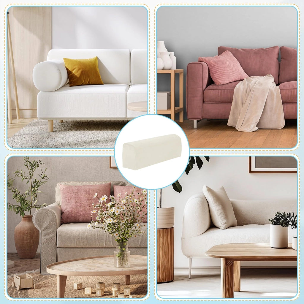 Set di 2 copribracci per divano, morbidi, color beige, adatti a braccioli di lunghezza da 46 a 60 cm