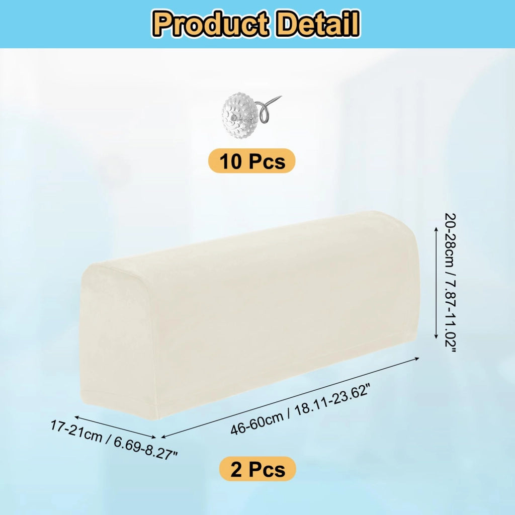 Set di 2 copribracci per divano, morbidi, color beige, adatti a braccioli di lunghezza da 46 a 60 cm