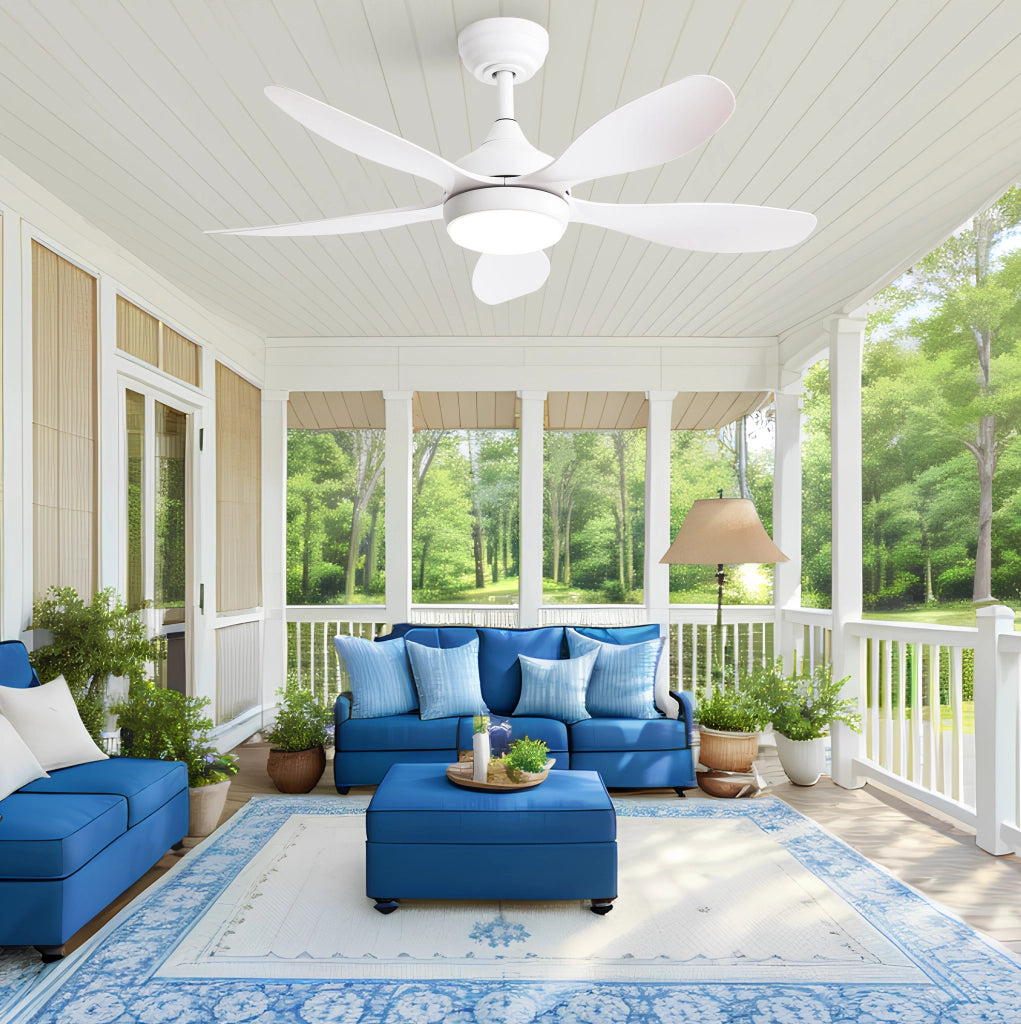 Ventilatore da soffitto 107 cm con luce LED dimmerabile e telecomando, bianco