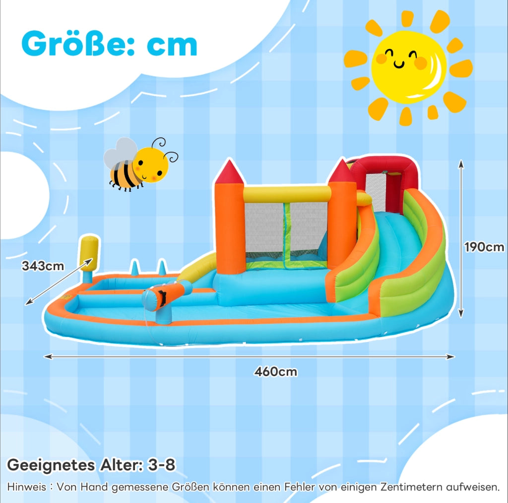 Castello gonfiabile da esterno 460x343x190 cm Oxford multicolore, 2 piscine