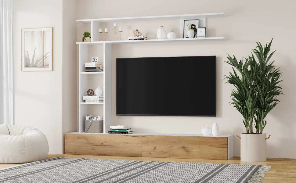 Letto contenitore 180x35 cm con LED; Particle Board; white+oak – SuerZaro
