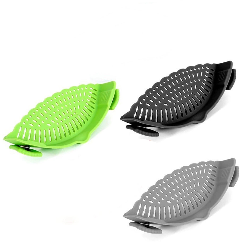 Confezione da 2 setacci in silicone con clip, pieghevoli, colore nero
