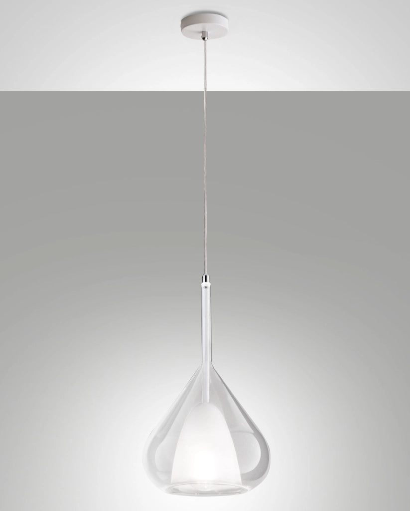 Lampada a Sospensione Lila Fabas Luce Ø250mm Vetro Trasparente E27