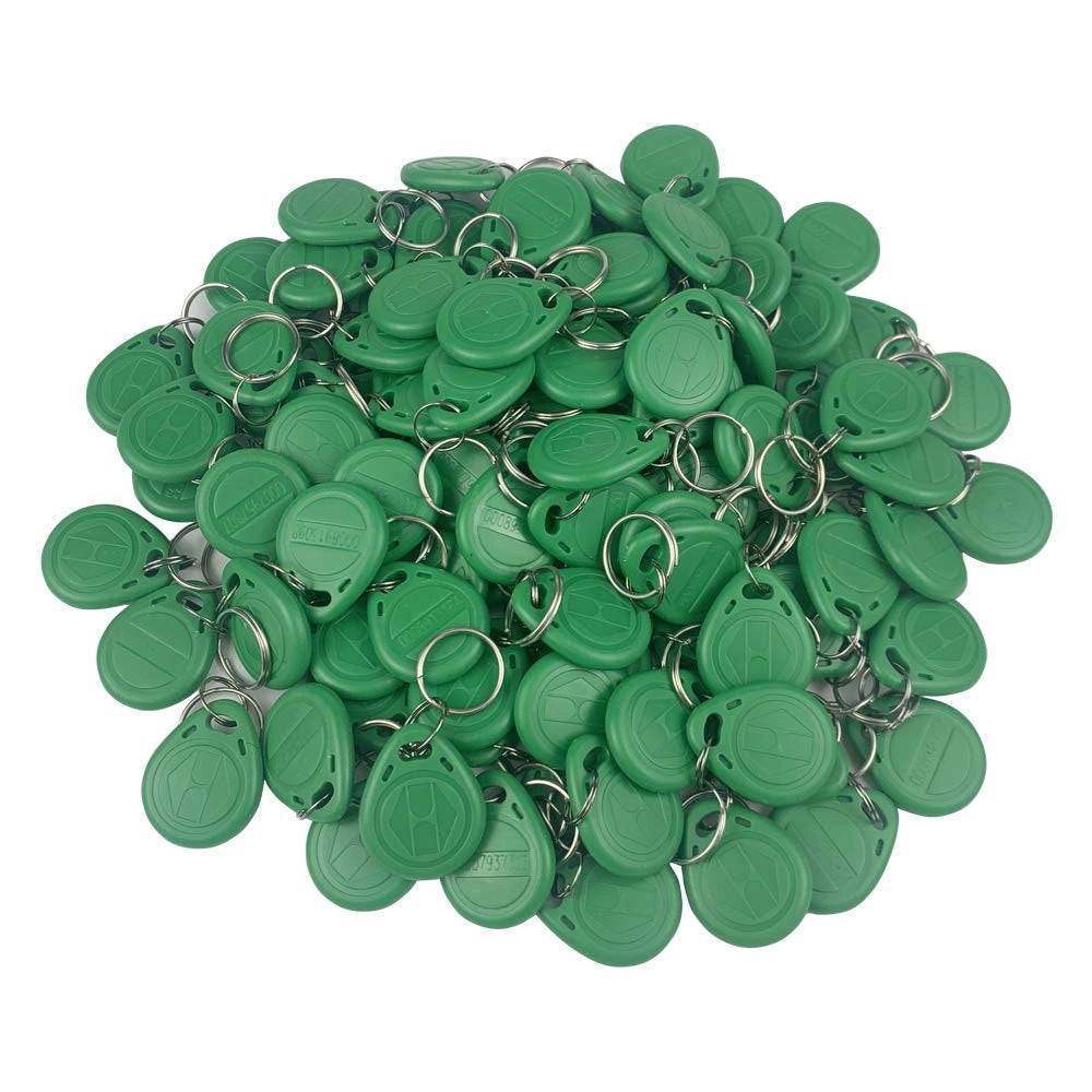 Confezione da 100 portachiavi RFID a 125 kHz, modello TK4100, solo lettura, colore verde