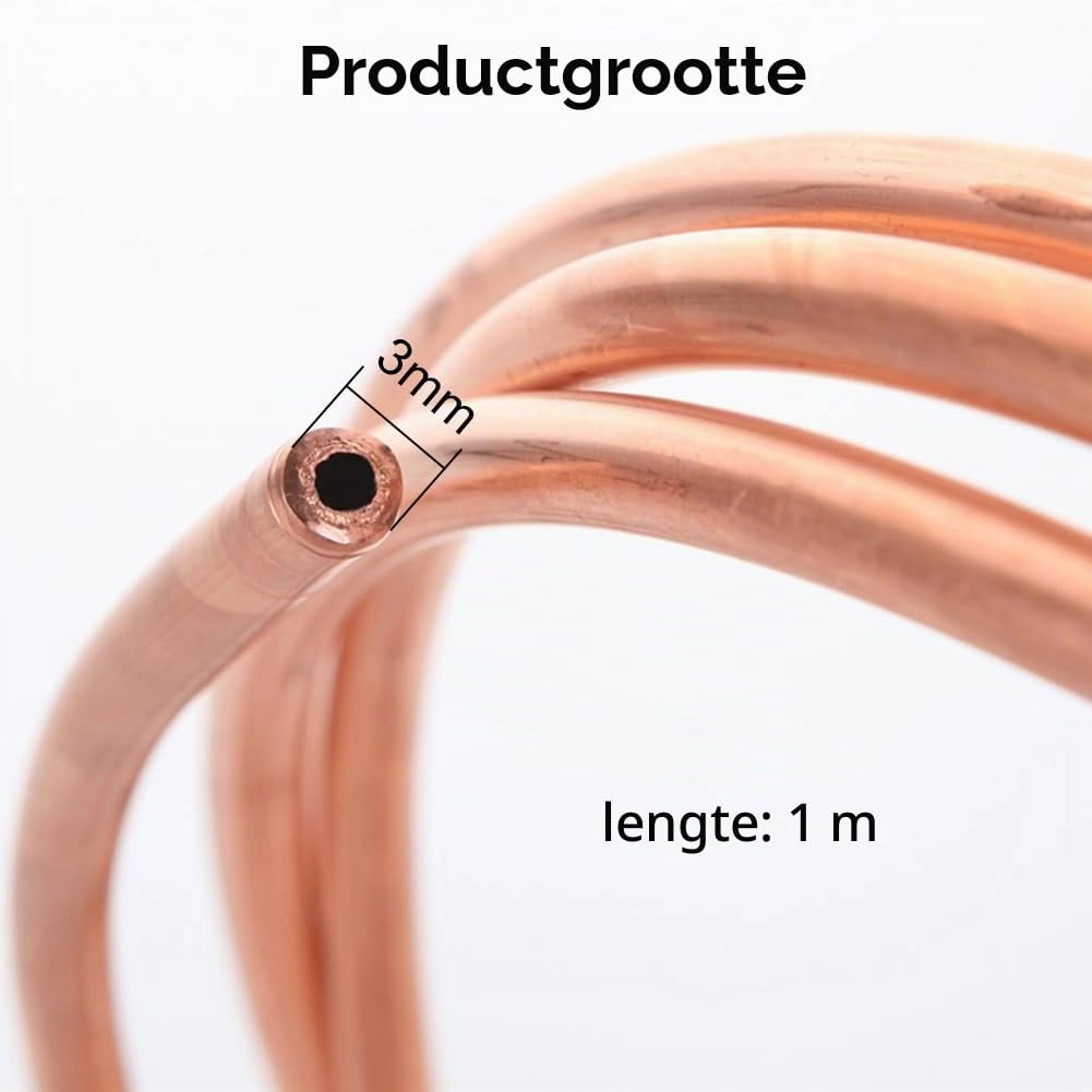Tubo di rame, morbido, 1 metro, diametro 3 mm, spessore della parete 0,5 mm, per applicazioni di refrigerazione