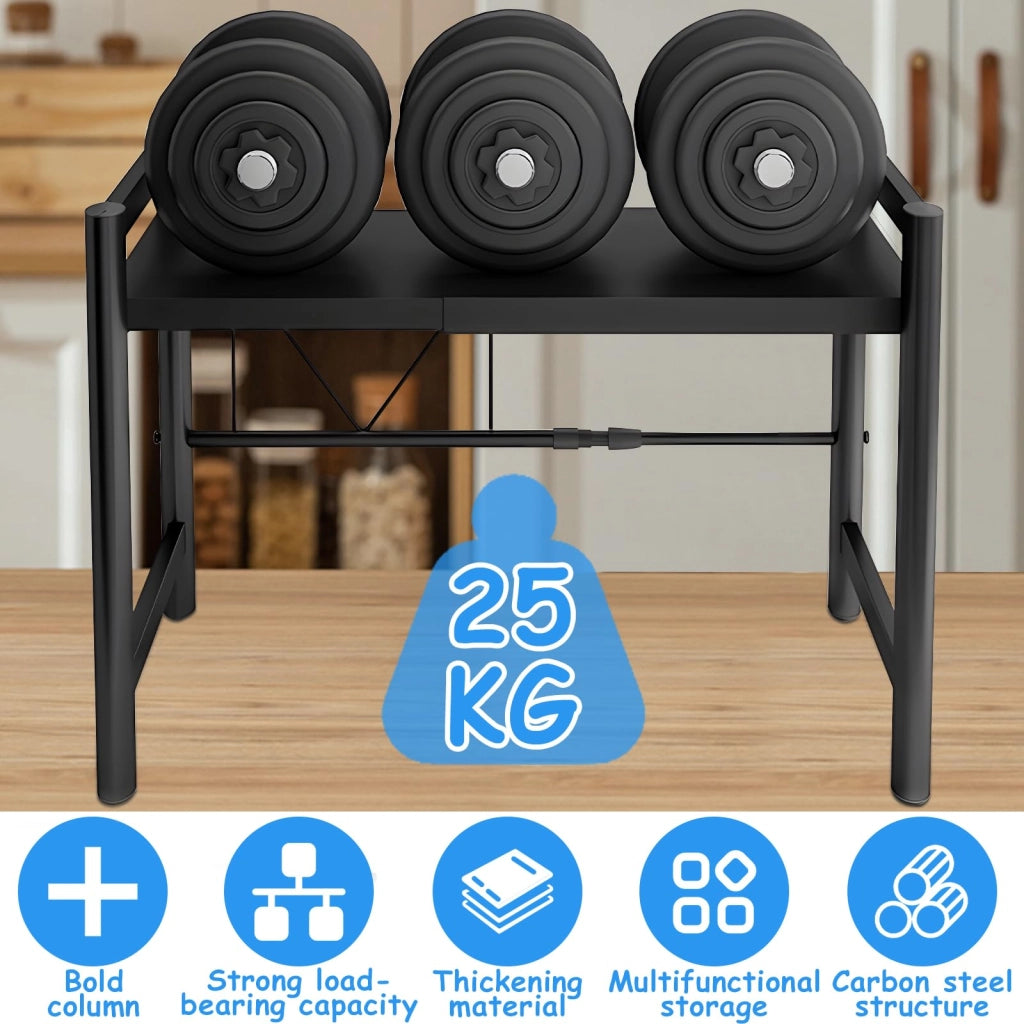 Ripiano estraibile per microonde, a 2 livelli, con 6 ganci, da 37 a 61 cm, colore nero