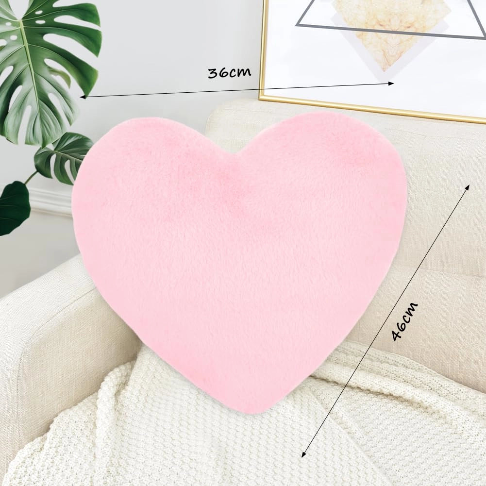 Cuscino a forma di cuore in peluche, rosa chiaro, cuscino morbido