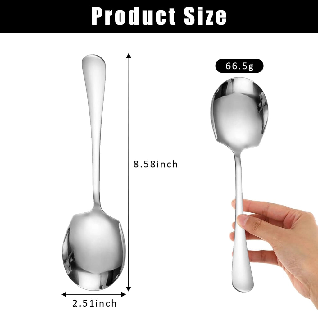 2 grandi cucchiai da portata in acciaio inossidabile, color argento, lunghezza 21,8 cm
