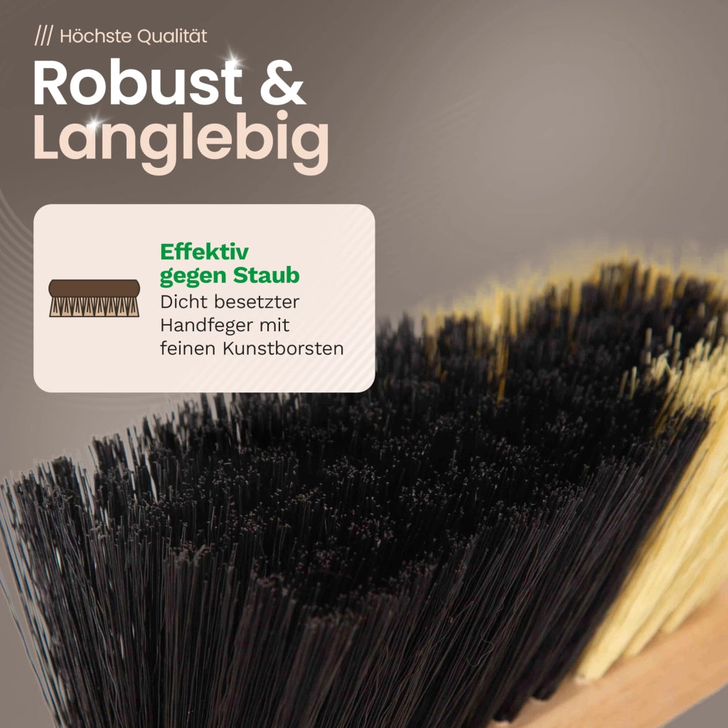 Set di 2 spazzole a mano, con setole in plastica, manico in legno, lunghezza 29 cm