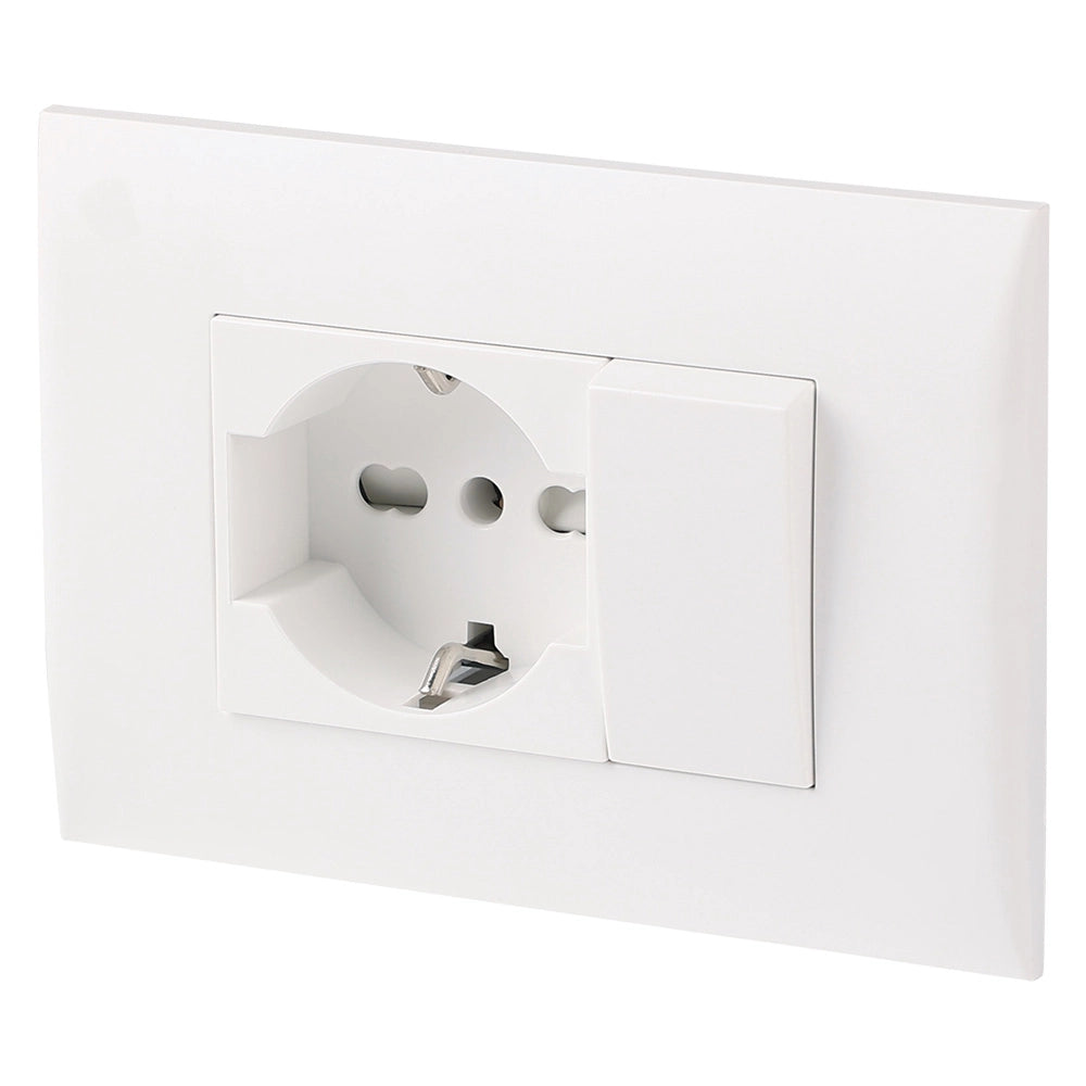 PLACCA PRECOMPOSTA 1 presa P40 + 1 deviat. 10A - col.bianco