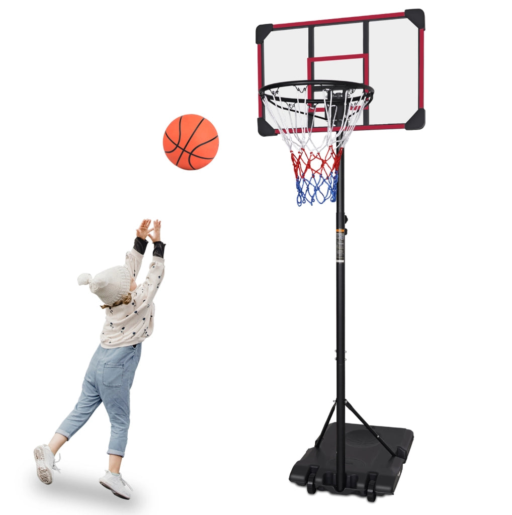 Canestro da basket portatile 170-213 cm su ruote nero rosso interno esterno