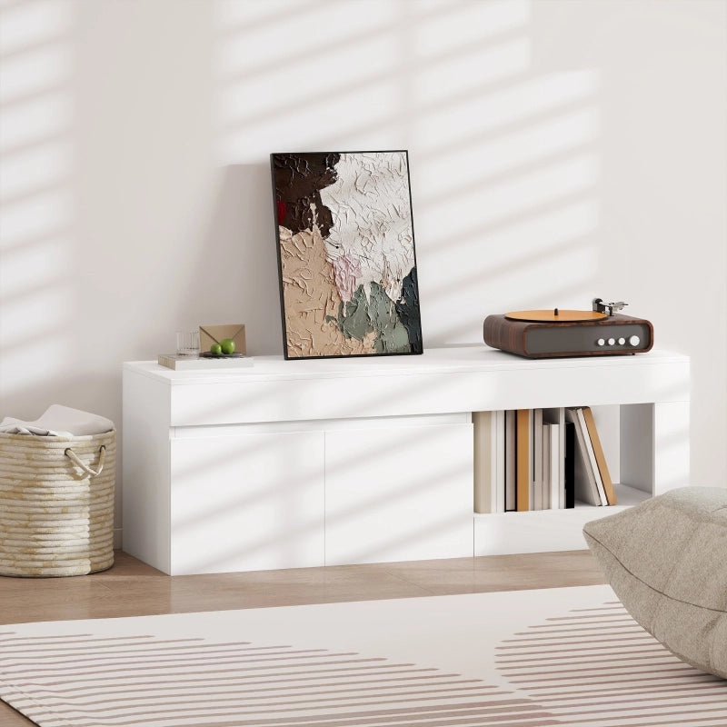 Mobile TV con 2 ante ammortizzate e vano aperto - soggiorno - 140x40x48 cm - bianco
