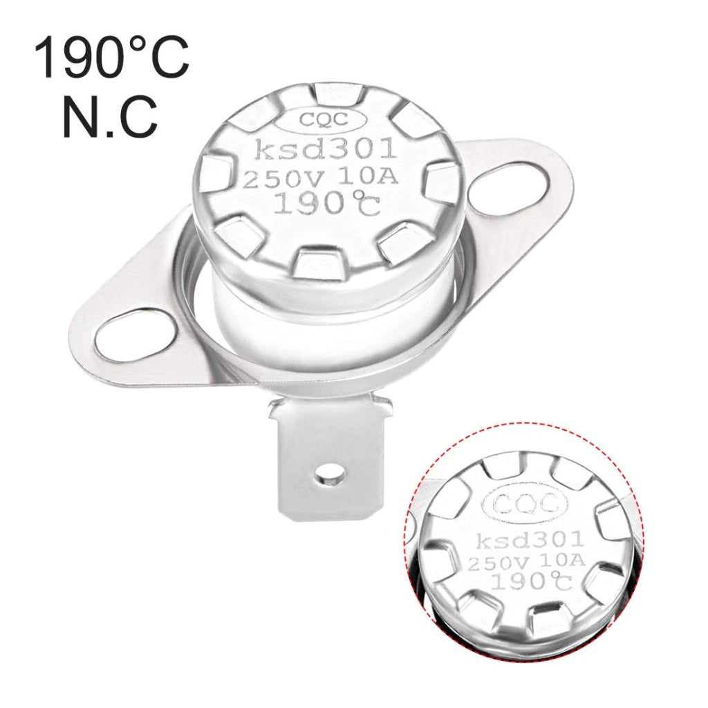 Termostato KSD301, 190°C, contatto normalmente chiuso (NC), 10A, interruttore di temperatura