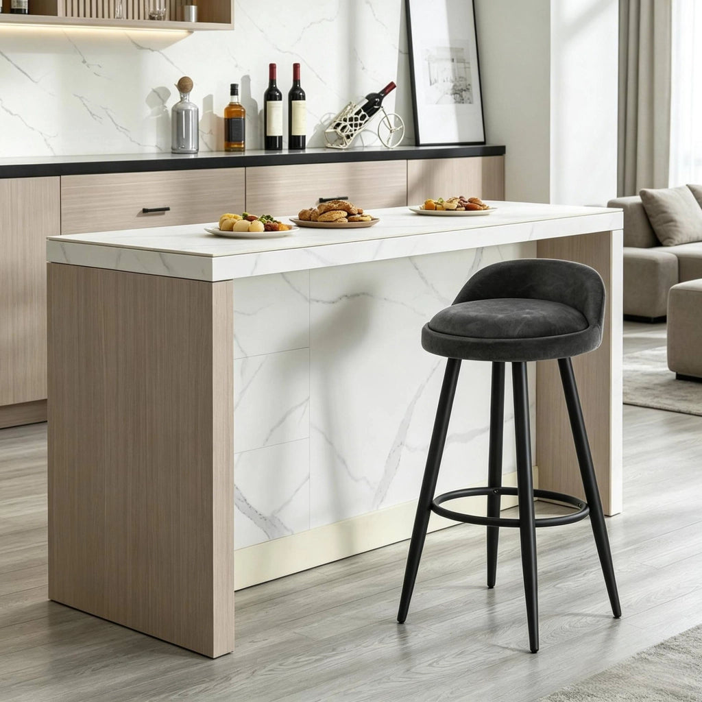Sgabello da bar antracite con schienale e poggiapiedi