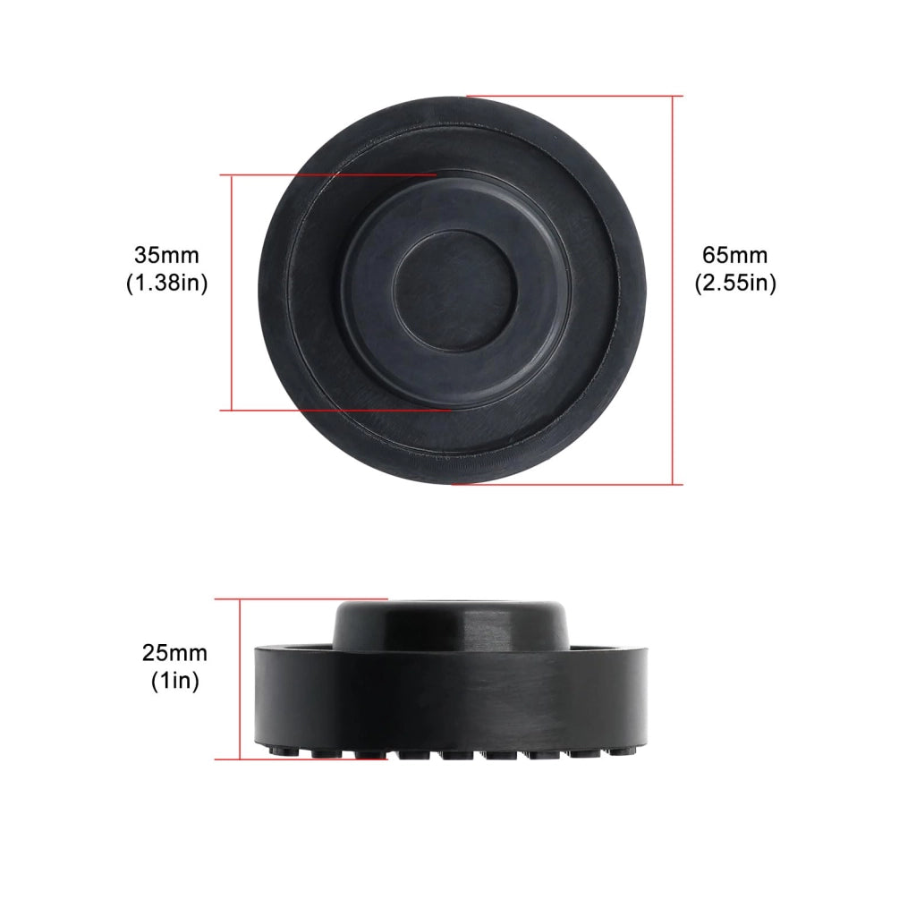 Gommini per cavalletti auto, 65 mm, confezione da 2 pezzi, colore nero
