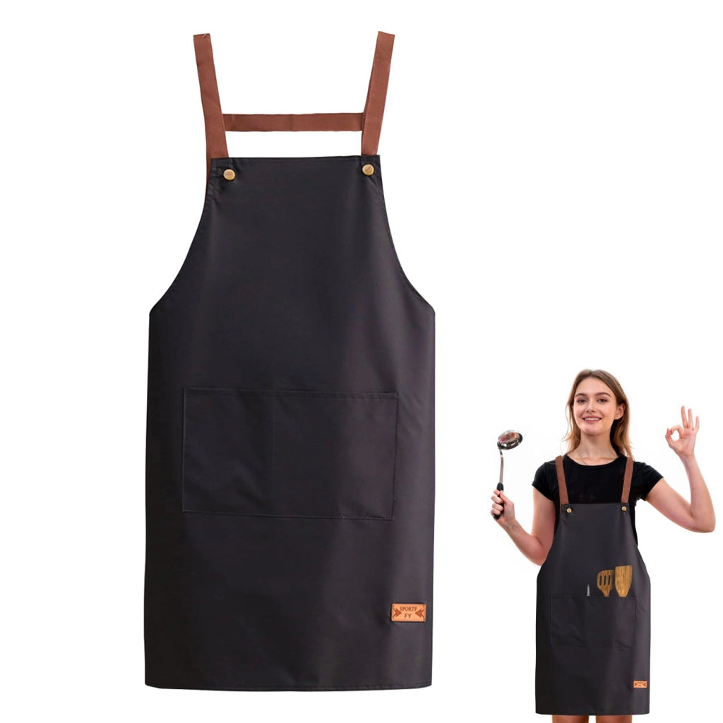 Grembiule da cucina, idrorepellente, con tasca, 68x70 cm, nero