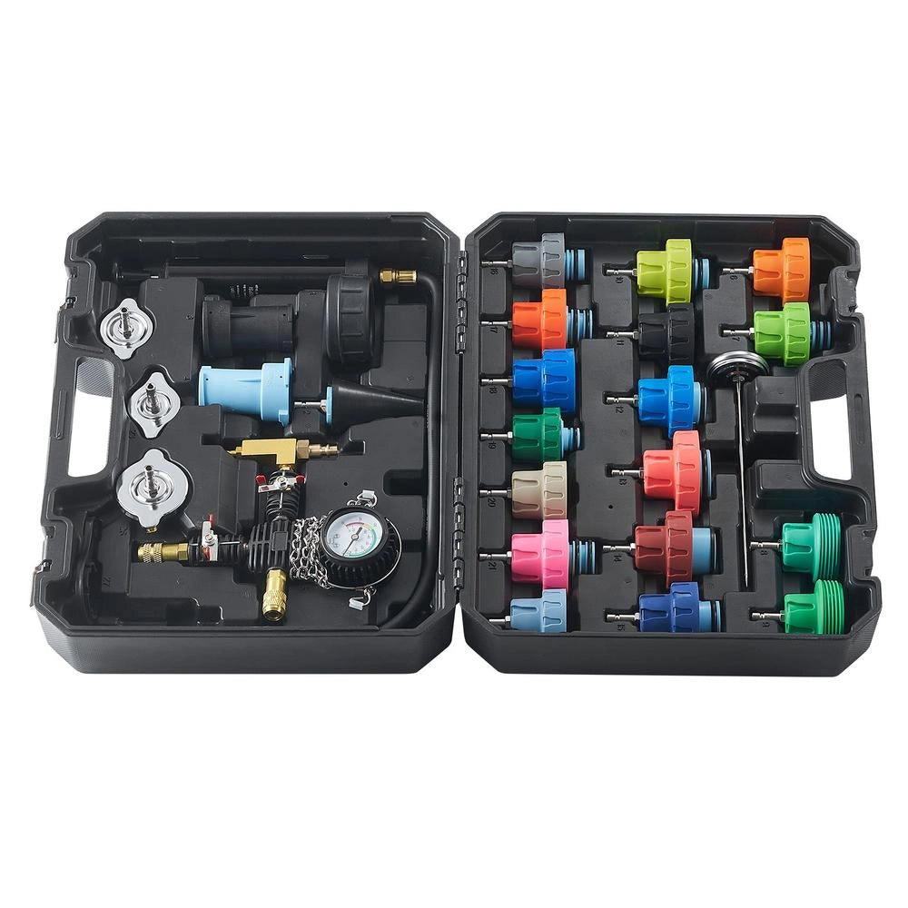Kit tester pressione sistema di raffreddamento e radiatore YS-01205 28 pezzi con pompa e valigetta per auto e moto