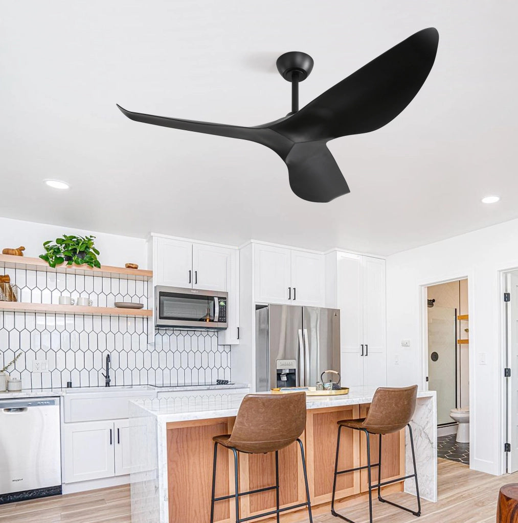 Ventilatore da soffitto 132 cm nero con telecomando e 6 velocità