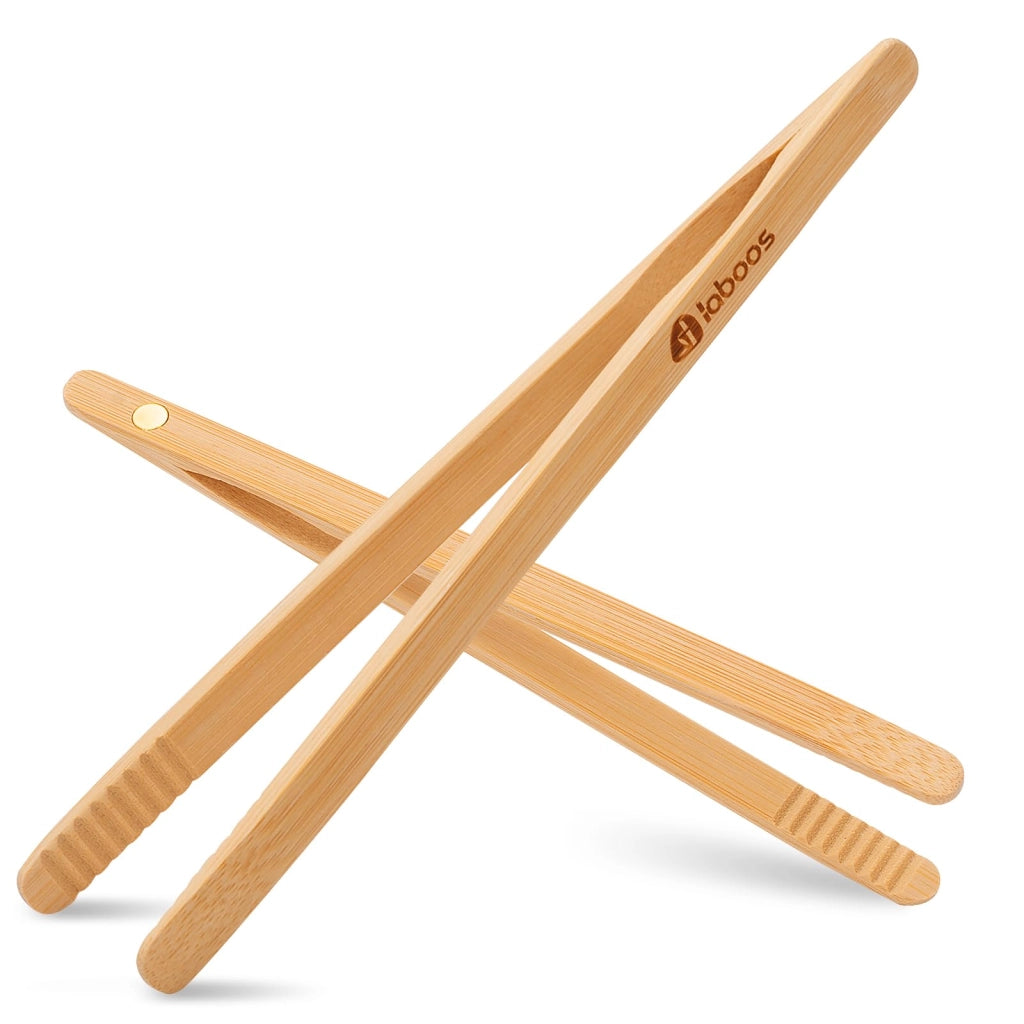 Pinze per toast in bambù, lunghezza 21,5 cm, set da 2, con magnete