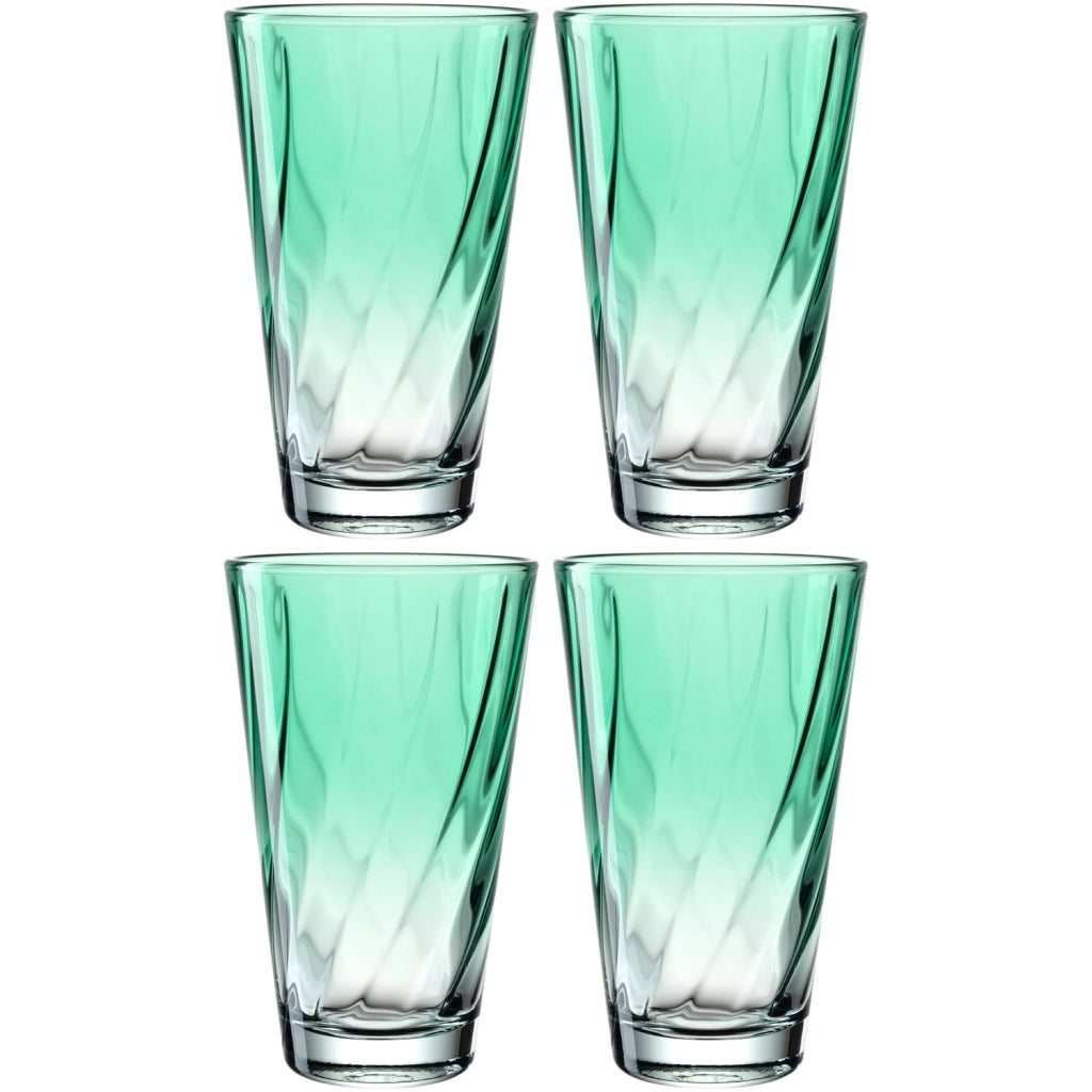 Set di 4 bicchieri, capacità 300 ml, color verde, a forma conica, adatti al lavaggio in lavastoviglie