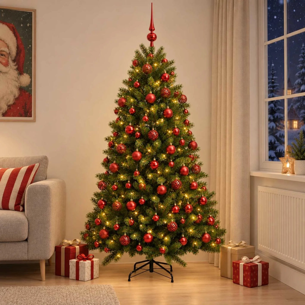 Albero di Natale Artificiale con Palline 210 cm 300 LED 3466847