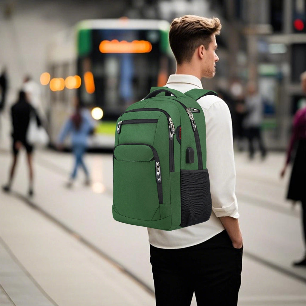 Zaino porta PC 15,6 pollici con porta USB, verde