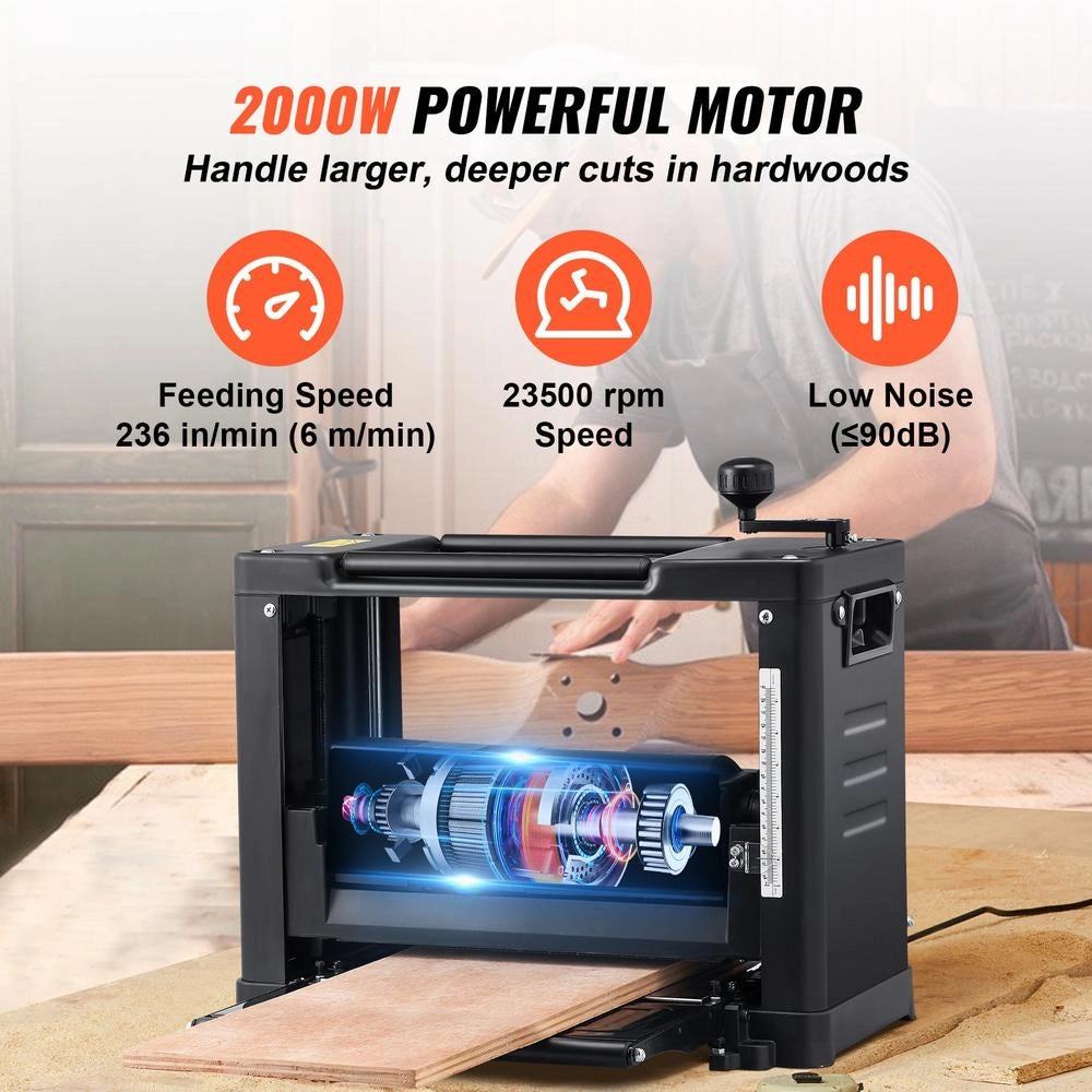 Pialla a Spessore per Legno M1B-LS-3301 2000W 33cm, Piallatrice da Banco Regolabile per Fai da Te e Officina