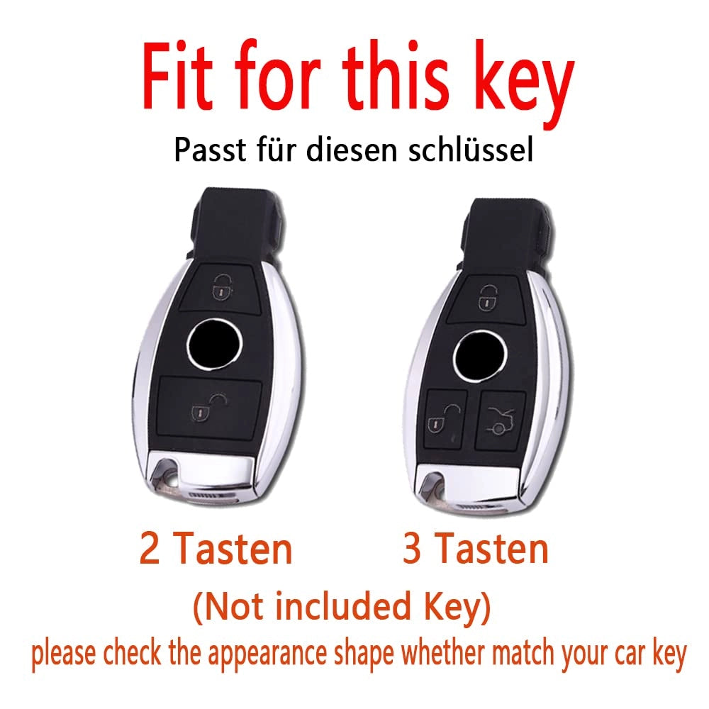 Custodia per chiave Mercedes Keyless Go, 3 pulsanti, colore rosso