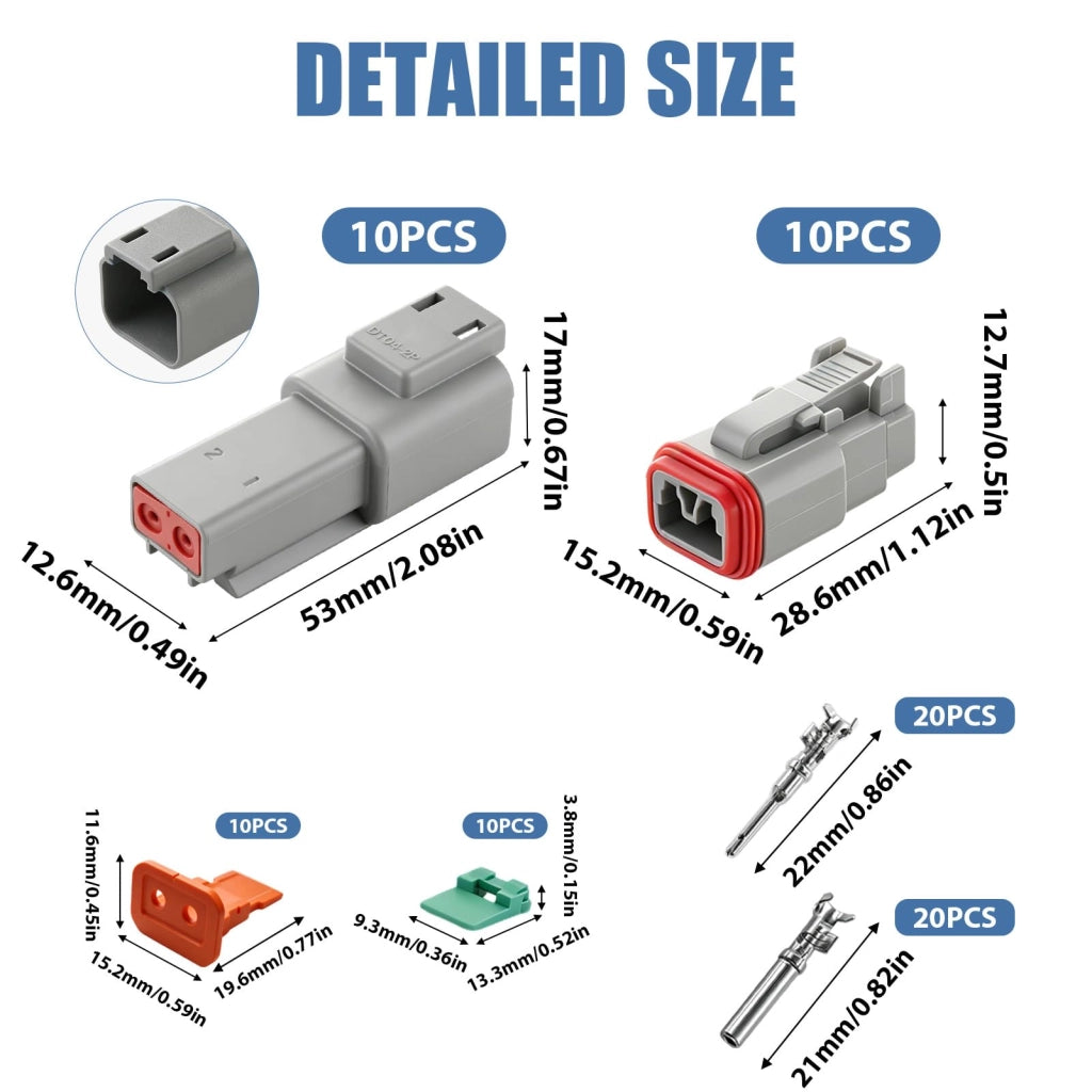 10 set di connettori a 2 poli, impermeabili, connettori DT