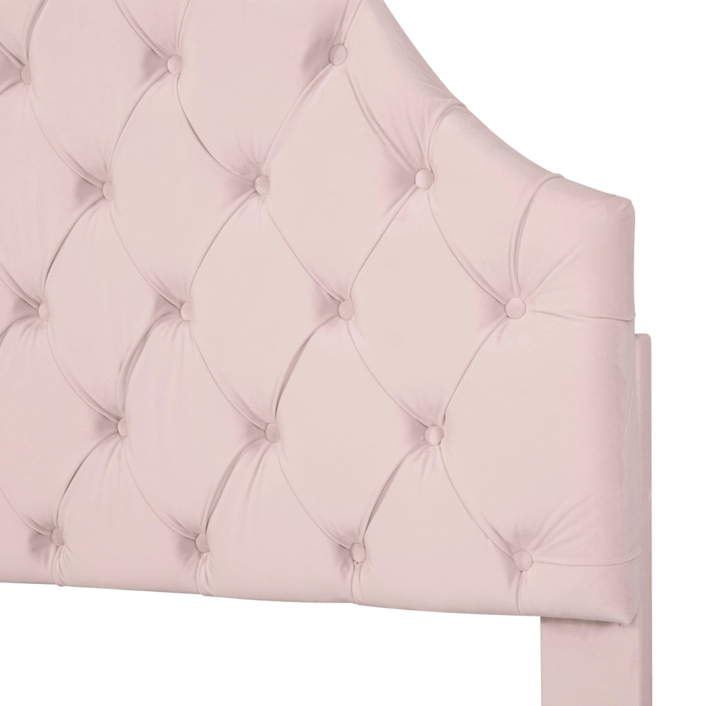 Letto singolo imbottito 90 × 200 cm con rete a doghe testiera regolabile in velluto rosa