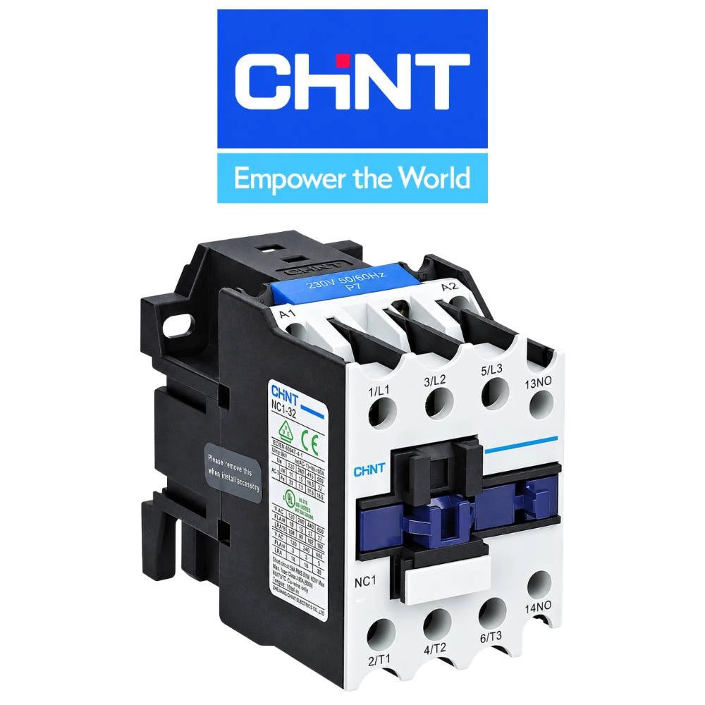 Chint 221971 nc1-32.01/400v contattore serie nc1 3p 32a 1nc 400vac iec/en 60947-4-1 50/60hz ip10 bobina in corrente a...