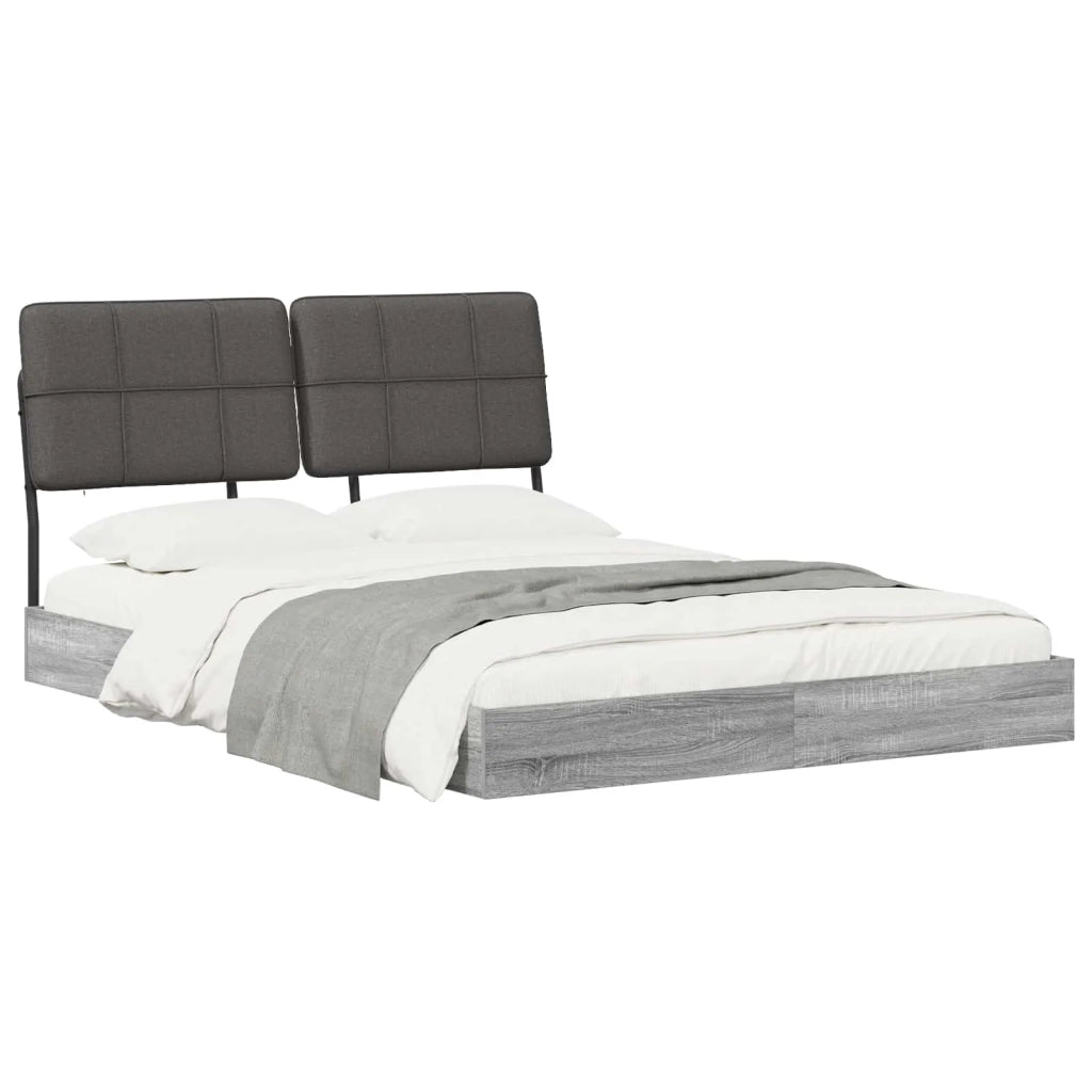 Letto matrimoniale con testiera Grigio Sonoma e grigio scuro 8003090