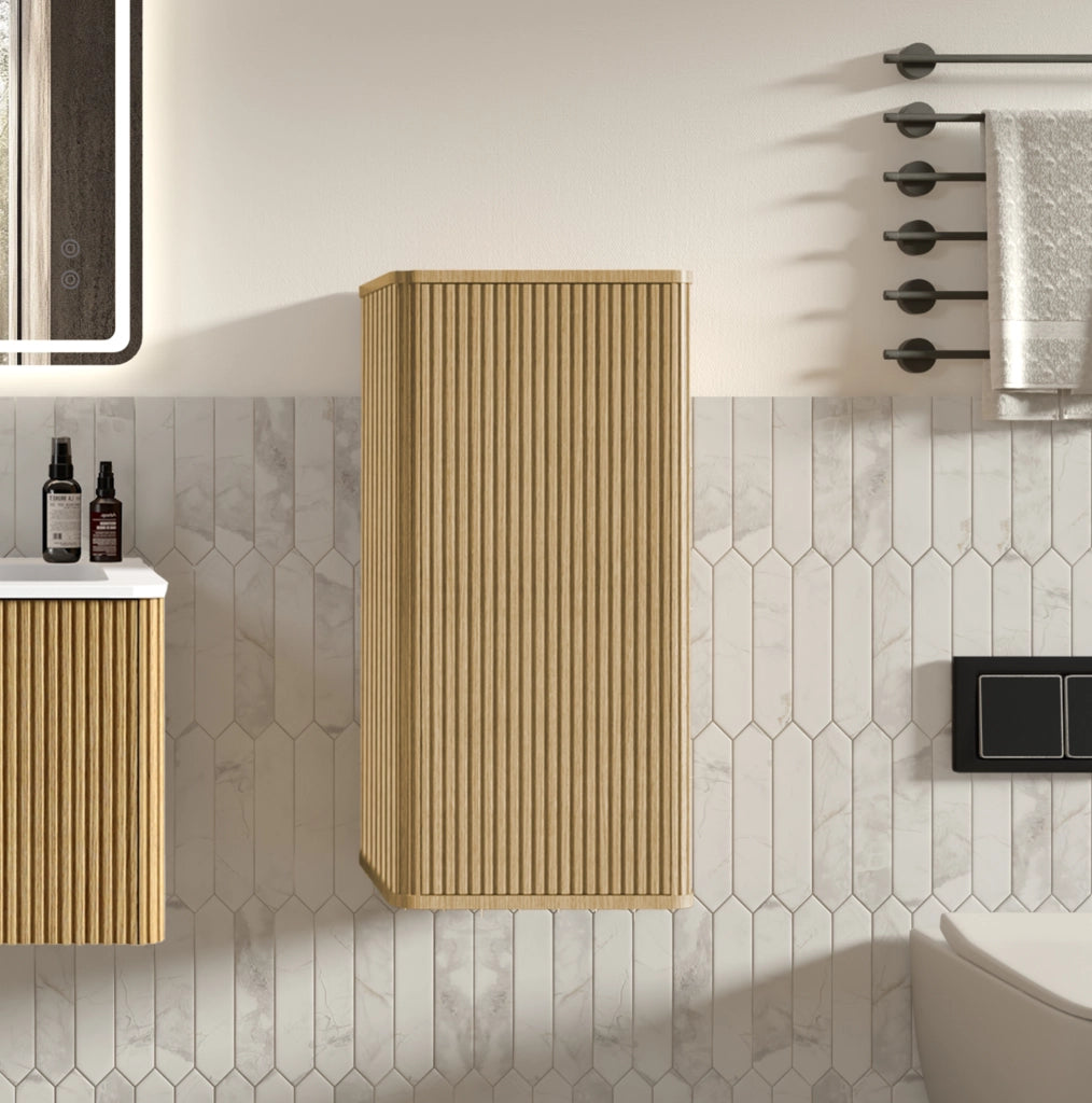 Mobile lavabo sospeso 81 x 46,5 x 37 cm rovere con colonna, senza rubinetto