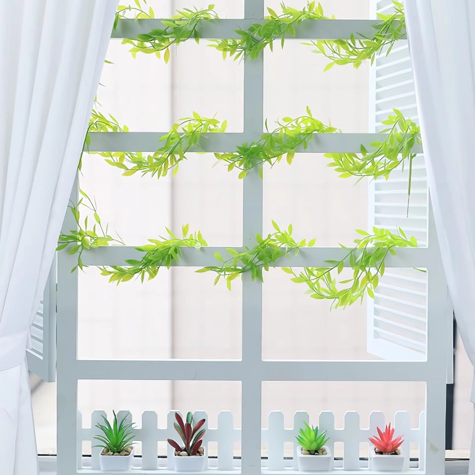 Albero di salice piangente artificiale, confezione da 5 pezzi, pianta pendente, colore verde, altezza 100 cm