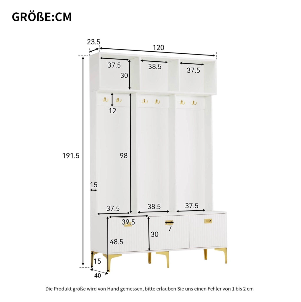 Mobile ingresso con panca 120x40x191,5 cm bianco