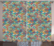 Tende, set da 2 pezzi, motivi orientali, 280x225 cm, multicolore