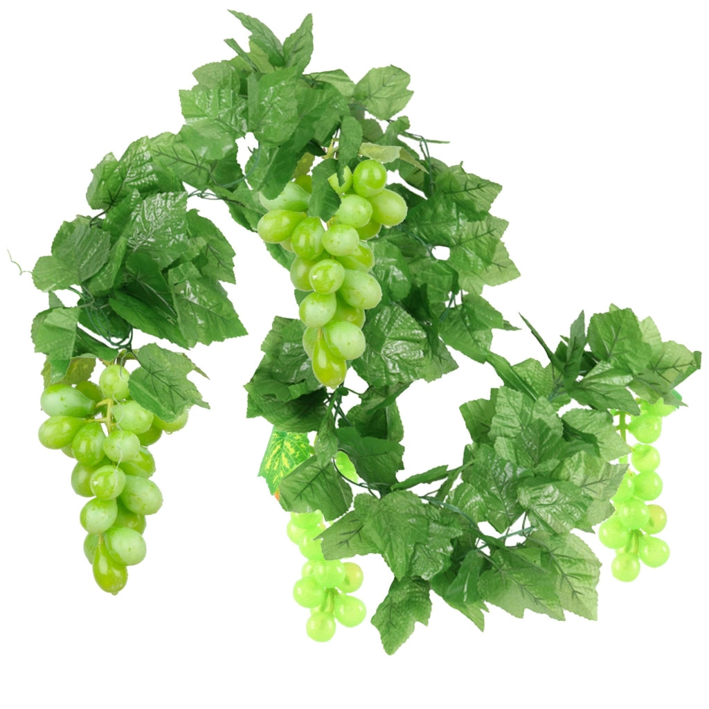 Uva artificiale, 12 pezzi, verde, lunghezza 2,3 metri, realizzata in plastica