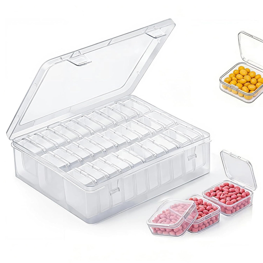 30 mini contenitori di plastica, 5x5x2 cm, trasparenti