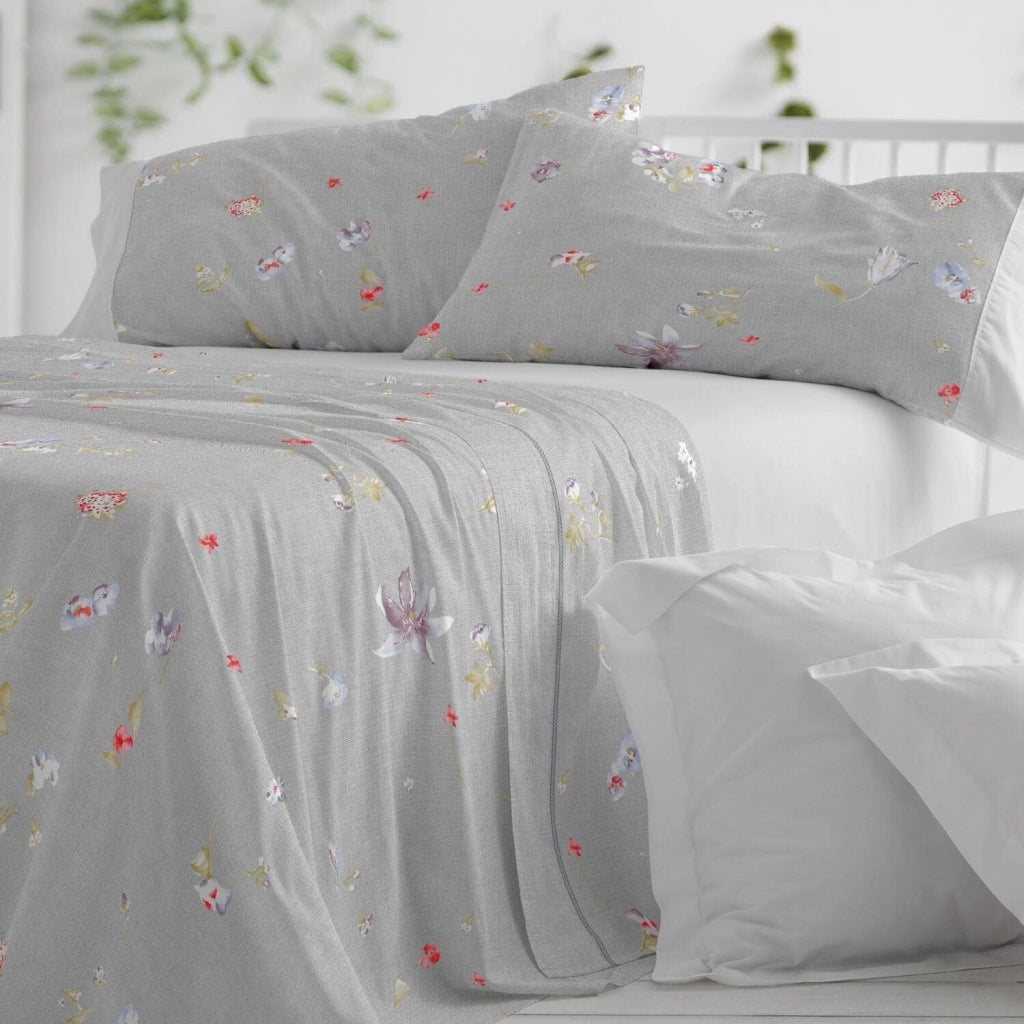 Set di lenzuola in cotone, dimensioni 135x190/200 cm, design 629, colore grigio