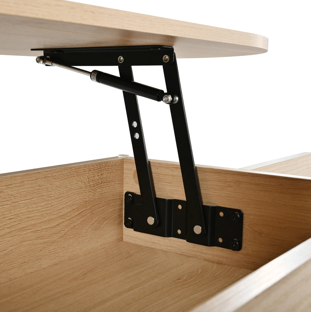 Tavolino da caffè ovale con piano sollevabile e contenitore